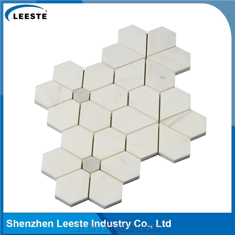 Italian Dolomiti Marble Polished Flower Mosaics Tiles