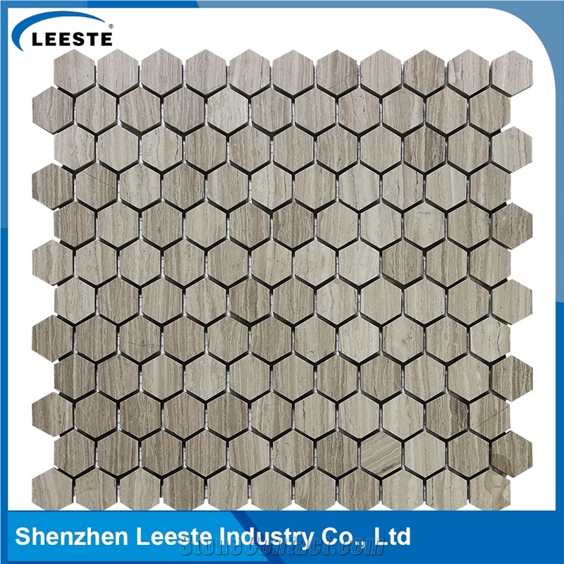 Natural Pure Professional Manufacture Hexagon 1‘’X1‘’ Marble Oak Tile