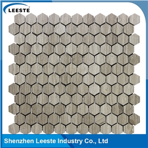 Natural Pure Professional Manufacture Hexagon 1‘’X1‘’ Marble Oak Tile