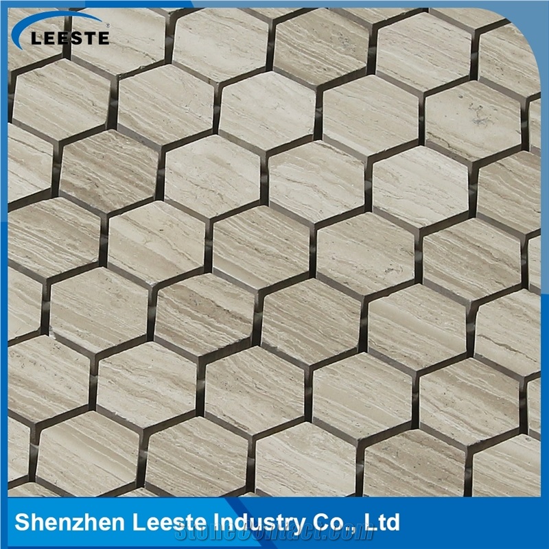 Natural Pure Professional Manufacture Hexagon 1‘’X1‘’ Marble Oak Tile