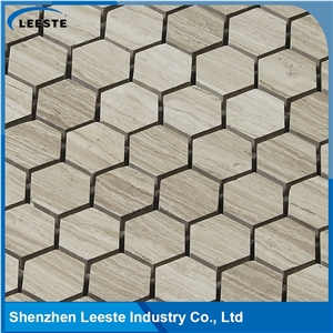 Natural Pure Professional Manufacture Hexagon 1‘’X1‘’ Marble Oak Tile
