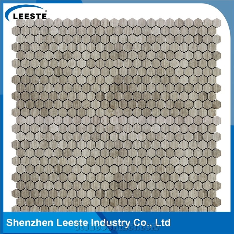 Natural Pure Professional Manufacture Hexagon 1‘’X1‘’ Marble Oak Tile