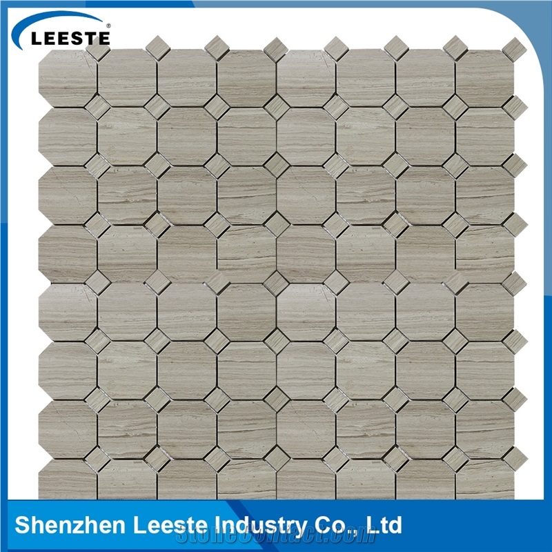 Octagon with Dot Pattern Hot Sale White Oak Marble Tile