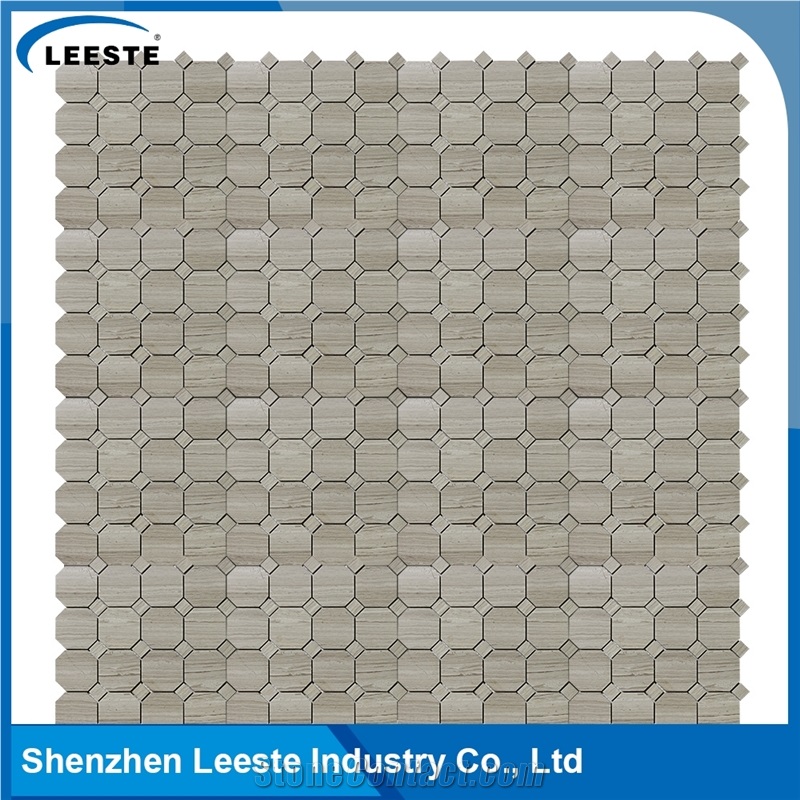 Octagon with Dot Pattern Hot Sale White Oak Marble Tile