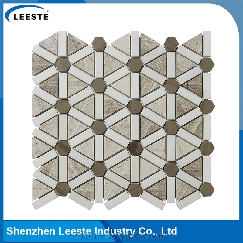 Parallelogram Shape Mix Color Bath Honed Mosaic Pattern
