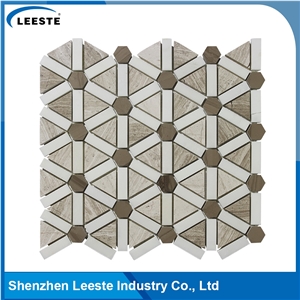 Parallelogram Shape Mix Color Bath Honed Mosaic Pattern