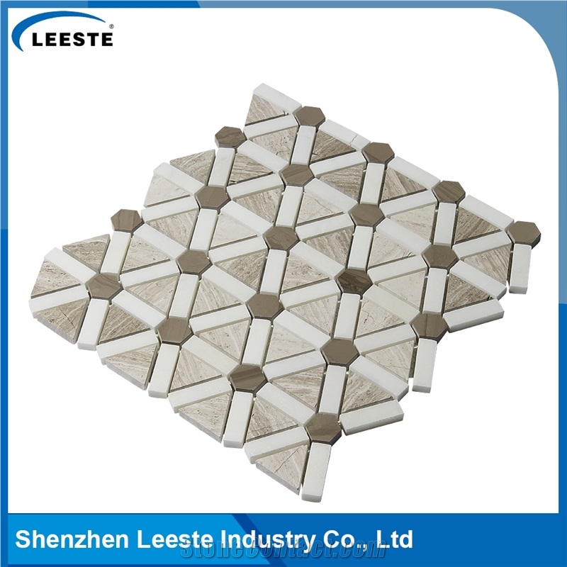 Parallelogram Shape Mix Color Bath Honed Mosaic Pattern