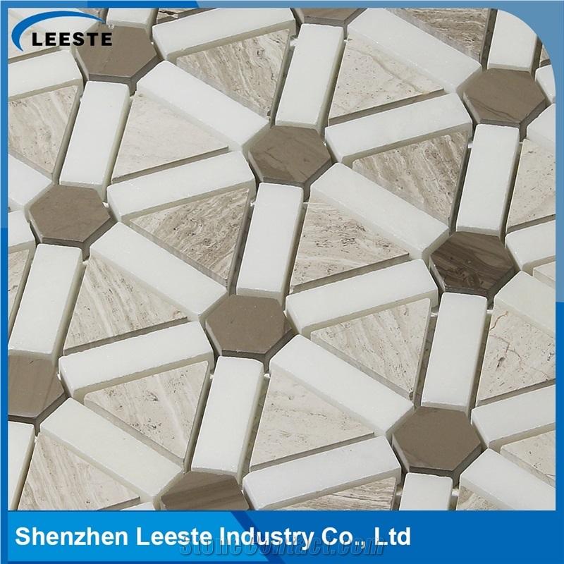 Parallelogram Shape Mix Color Bath Honed Mosaic Pattern