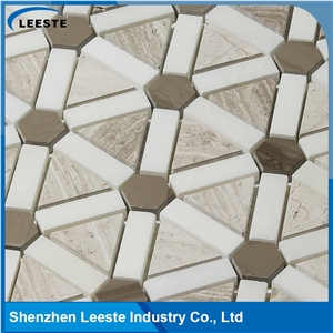 Parallelogram Shape Mix Color Bath Honed Mosaic Pattern