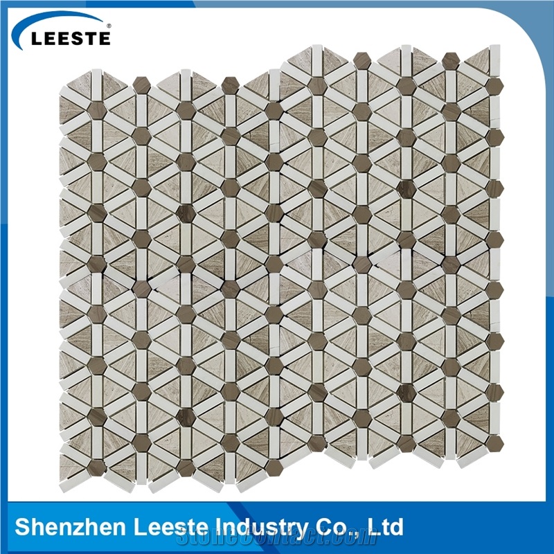 Parallelogram Shape Mix Color Bath Honed Mosaic Pattern