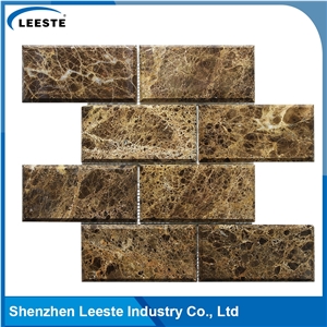 Spanish Dark Emperador Marble Brick 3x6 Marble Mosaic