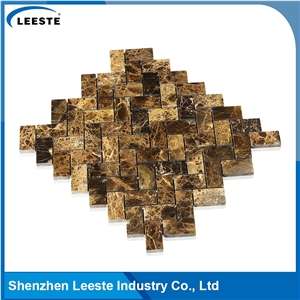 Spanish Dark Emperador Marble Herringbone 1x2 Marble Mosaic