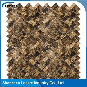 Spanish Dark Emperador Marble Herringbone 1x2 Marble Mosaic