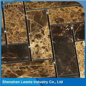Spanish Dark Emperador Marble Herringbone 1x3 Marble Mosaic Tiles