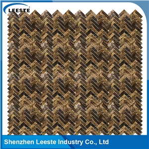 Spanish Dark Emperador Marble Herringbone 1x3 Marble Mosaic Tiles