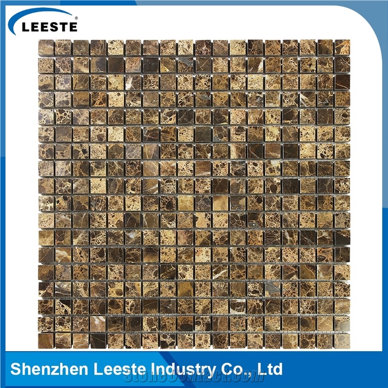 Spanish Dark Emperador Marble Square 1/2x1/2 Marble Mosaic