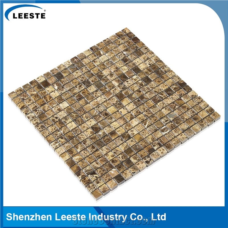 Spanish Dark Emperador Marble Square 1/2x1/2 Marble Mosaic