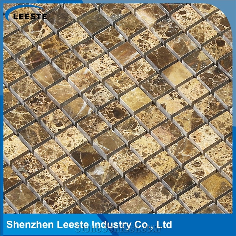 Spanish Dark Emperador Marble Square 1/2x1/2 Marble Mosaic