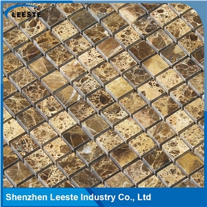 Spanish Dark Emperador Marble Square 1/2x1/2 Marble Mosaic