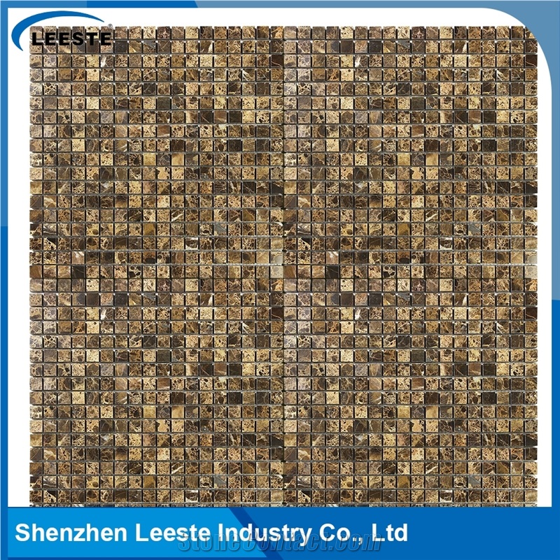 Spanish Dark Emperador Marble Square 1/2x1/2 Marble Mosaic