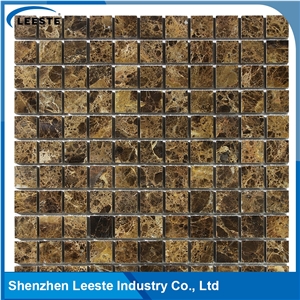 Spanish Dark Emperador Marble Square 1x1 Marble Mosaic Tiles