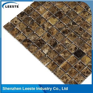 Spanish Dark Emperador Marble Square 1x1 Marble Mosaic Tiles