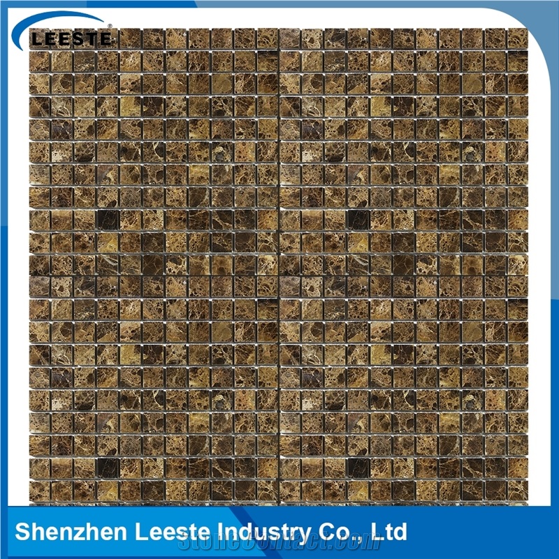 Spanish Dark Emperador Marble Square 1x1 Marble Mosaic Tiles