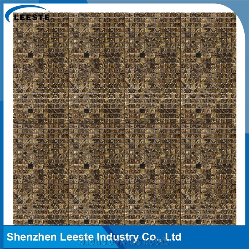 Spanish Dark Emperador Marble Square 1x1 Marble Mosaic Tiles