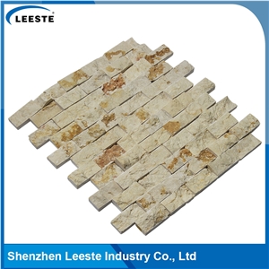 Sunny Beige Limestone Spilit 1x2" Brick Mosaic Tiles