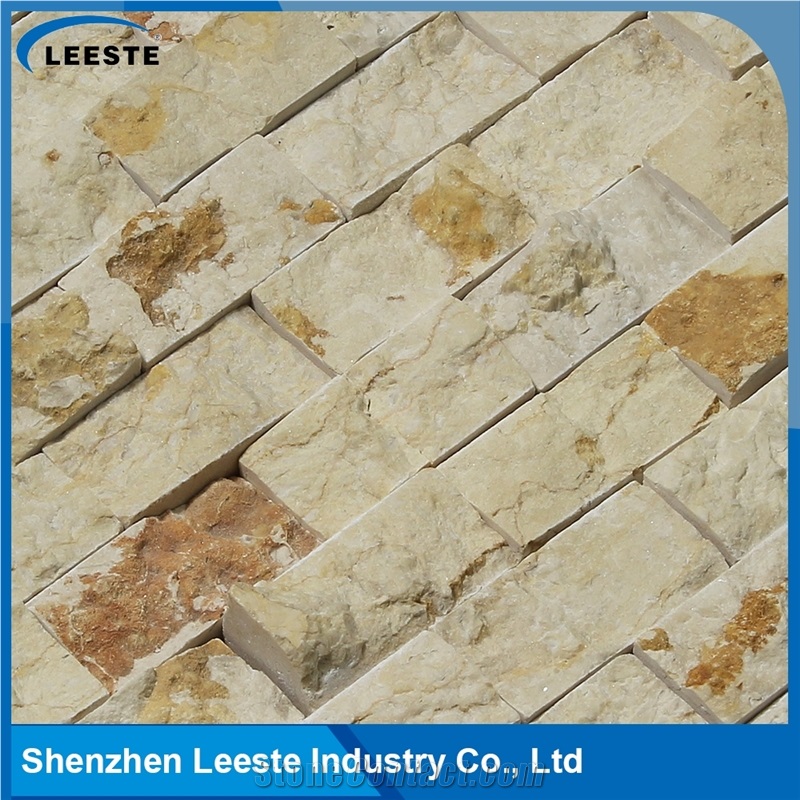 Sunny Beige Limestone Spilit 1x2" Brick Mosaic Tiles