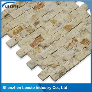Sunny Beige Limestone Spilit 1x2" Brick Mosaic Tiles