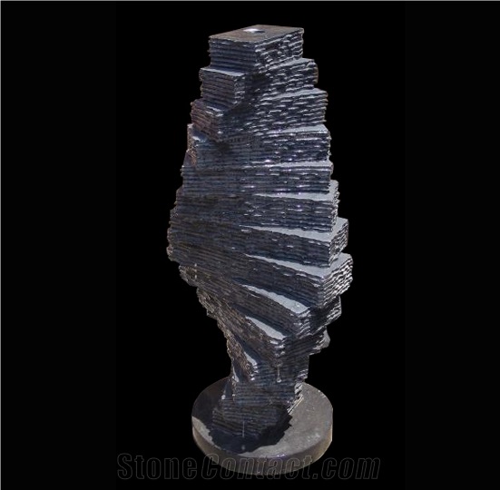 Abstract Black Limestone Fountain Garden Fountain