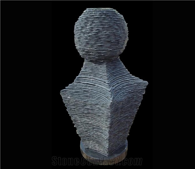Abstract Black Limestone Fountain Garden Fountain