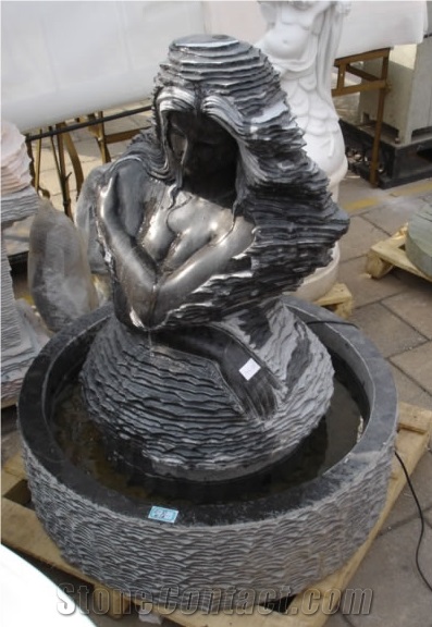 Abstract Black Limestone Fountain Garden Fountain