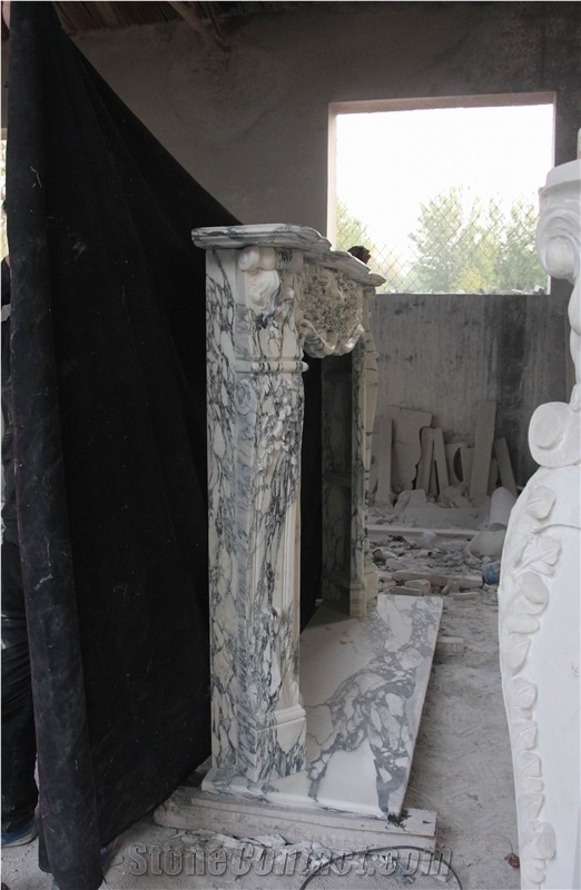 Arabescato Marble Fireplace Mantel Surround