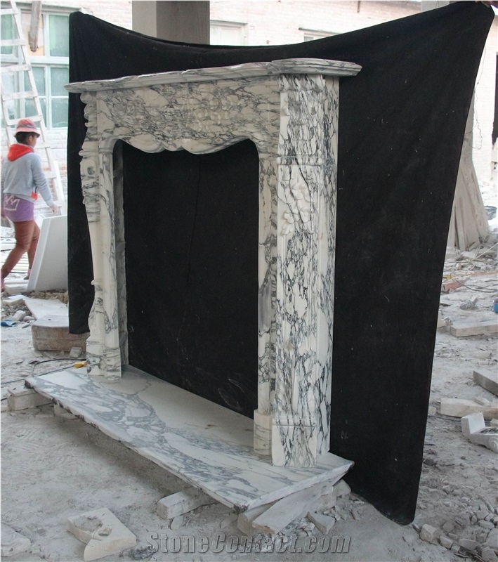 Arabescato Marble Fireplace Mantel Surround