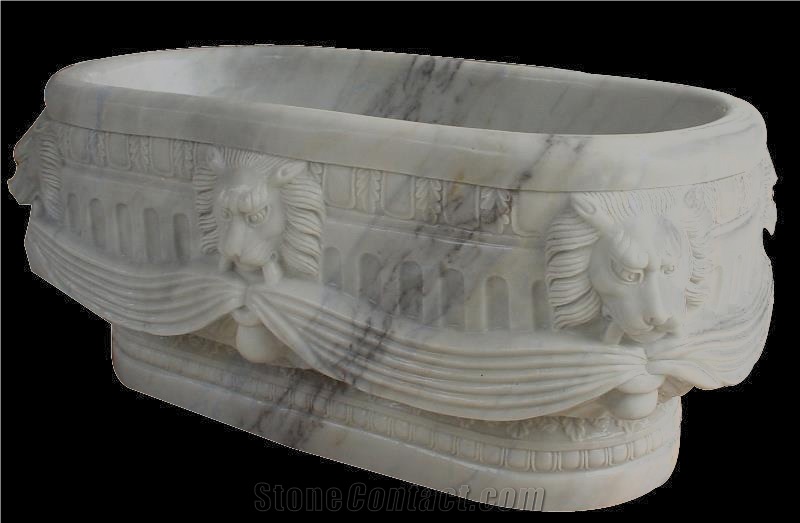 Bathtub Marble Stone Sculpture Handcarved Mantel Surround