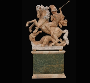 Beige&Green Marble Handcarved Sculptures Western Style Human Statue