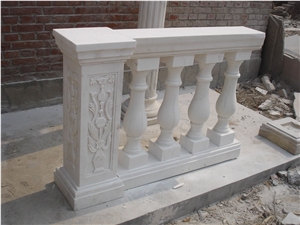 Beige Limestone Handcarved Baluster, Stair Handrails