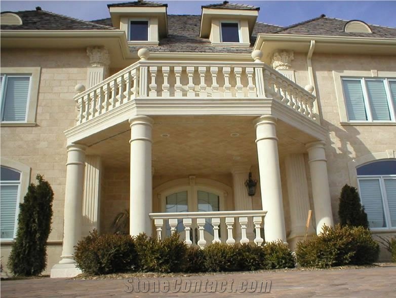 Beige Limestone Handcarved Baluster, Stair Handrails