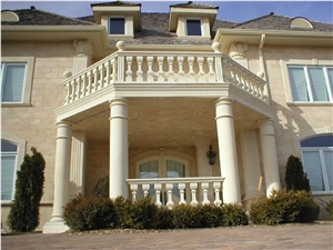 Beige Limestone Handcarved Baluster, Stair Handrails