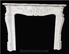 Beige Limestone Handcarved Fireplaces Mantel, Western Style