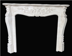 Beige Limestone Handcarved Fireplaces Mantel, Western Style