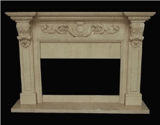 Beige Limestone Handcarved Fireplaces Mantel, Western Style