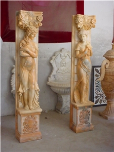 Beige Marble Columns,Carving Marble Columns