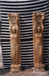 Beige Marble Columns,Carving Marble Columns