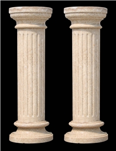 Beige Marble Hand Caved Building Column Capitals, Sculptured Column Beige Marble Hand Caved Building Column Capitals, Sculptured Column