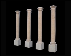 Beige Marble Handcarved Building Columns, Western Style Pillars