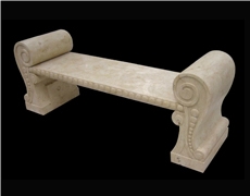 Beige Marble Handcarved Garden Benches, Western Style Outdoor Bench