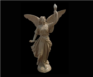 Beige Marble Handcarved Human Sculptures, Western Style Statues